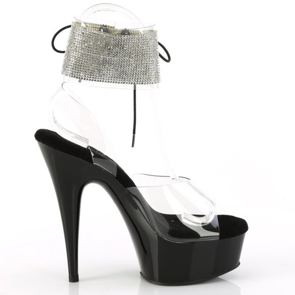 Platform Clear Rhinestone High Heel Shoes - Picture 2 of 5